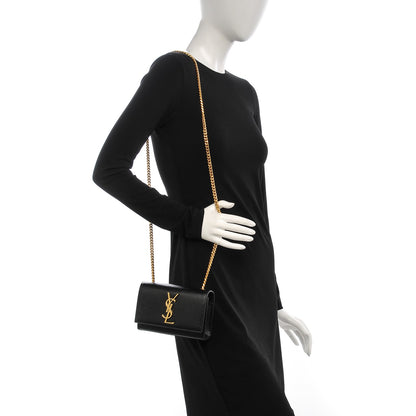 Saint Laurent Grain De Poudre Small Monogram Kate Satchel Black 2 of 7