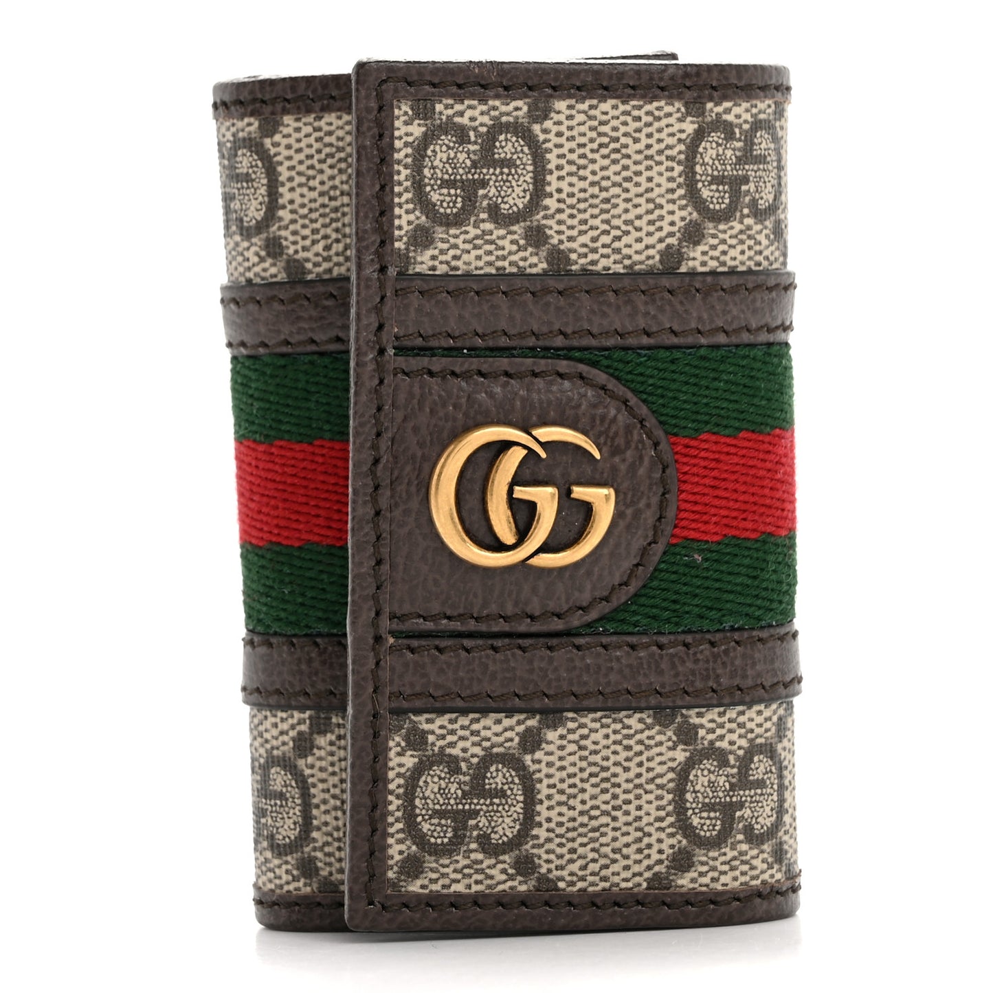 GG Supreme Monogram Web Ophidia 6 Key Holder Case Beige New Acero