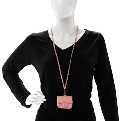 Chanel Caviar Quilted Airpods Pro Case With Chain Pink 2 of 7
