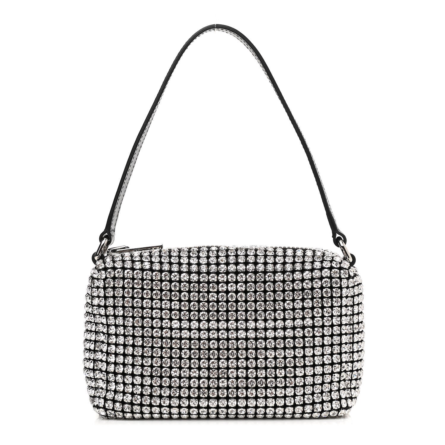 Alexander Wang Mesh Crystal Rhinestone Mini Heiress Pouch Black Silver 1 of 10