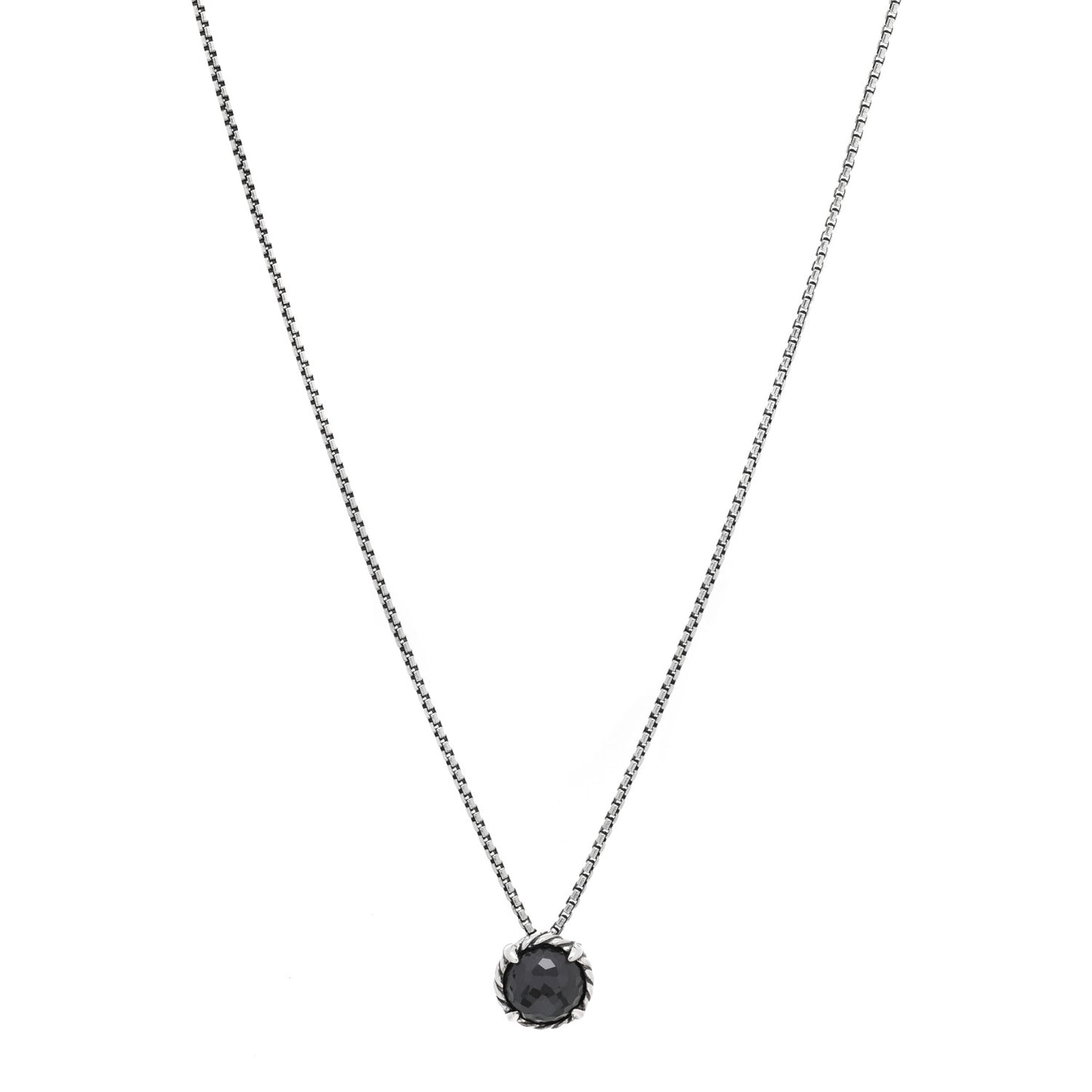 Sterling Silver Black Orchid 8mm Petite Chatelaine Pendant Necklace