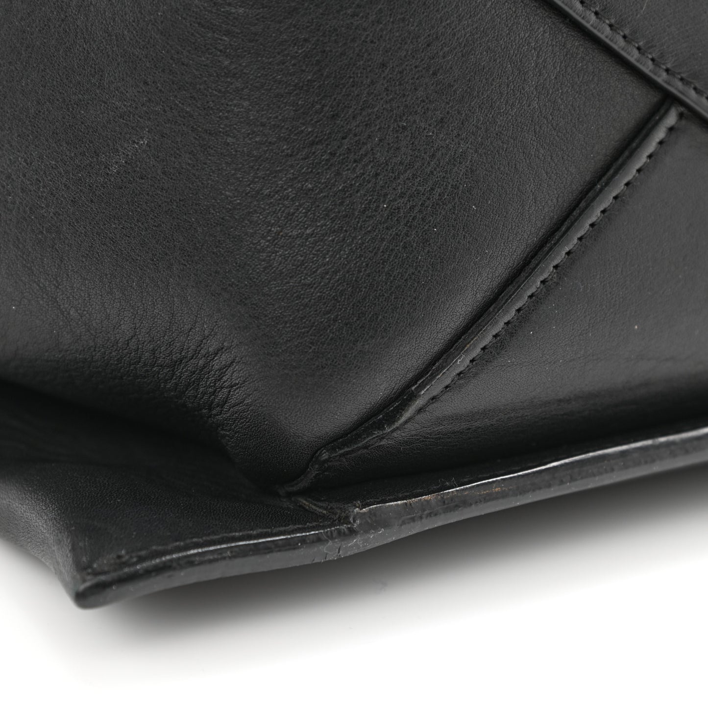 Baby Grained Calfskin Medium Tri-Fold Bag Black