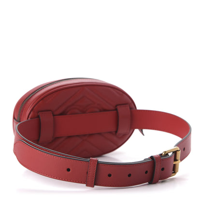 Gucci Calfskin Matelasse GG Marmont Belt Bag 75 30 Hibiscus Red 3 of 10