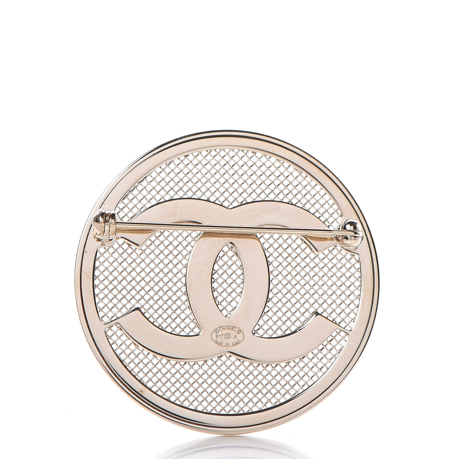 Chanel Mesh Circle CC Brooch Gold 3 of 4