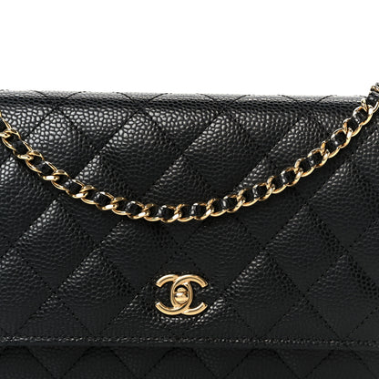 Chanel Caviar Quilted CC Turnlock Wallet On Chain WOC Black 9 of 11
