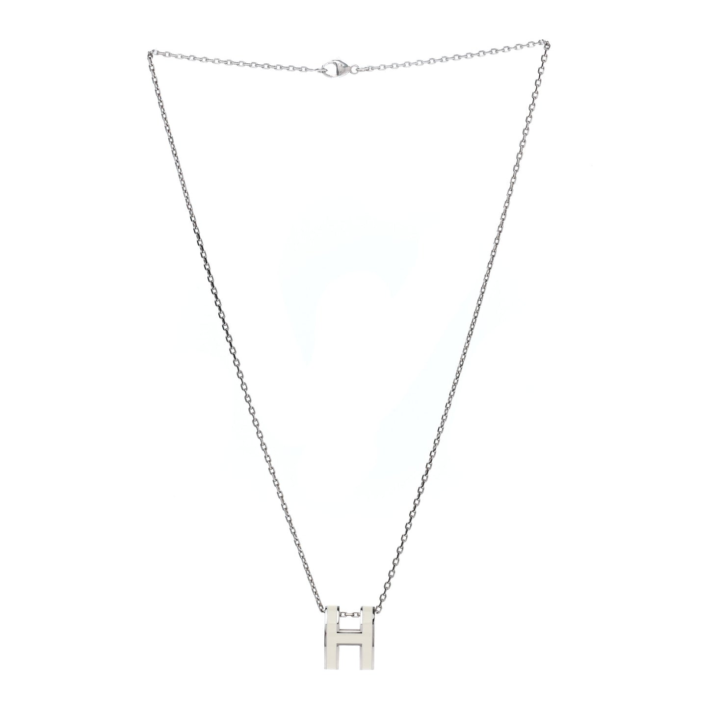 Lacquered Palladium Pop H Pendant Necklace White