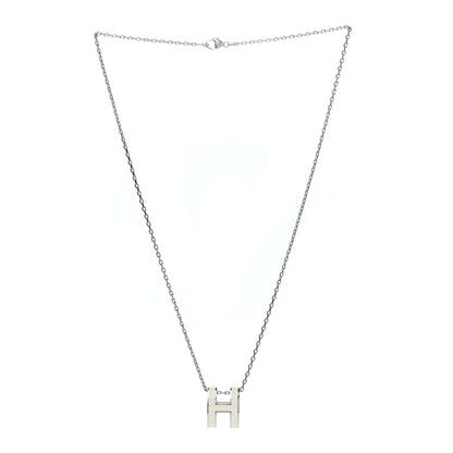 Hermes Lacquered Palladium Pop H Pendant Necklace White 3 of 7