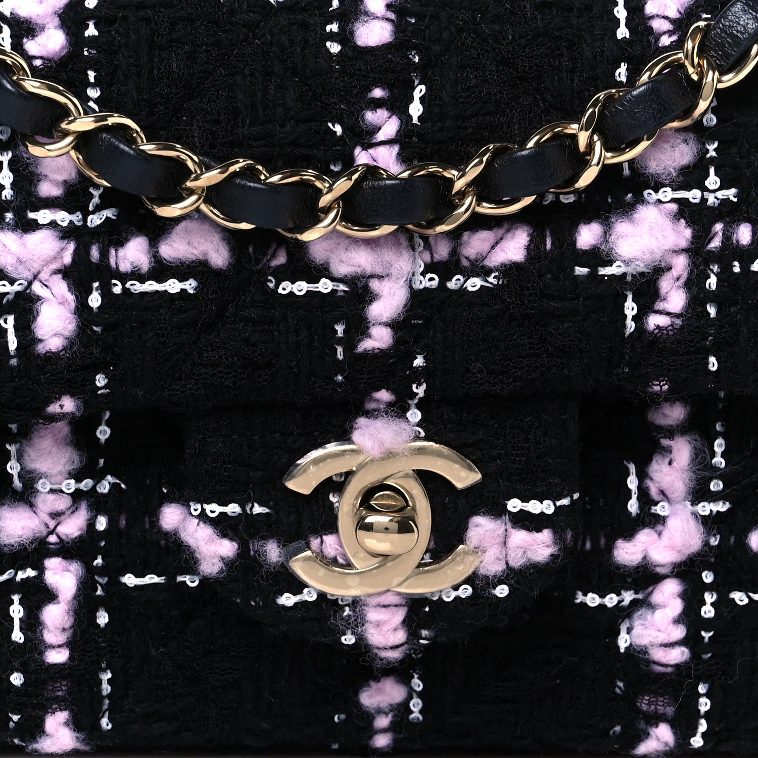 Chanel Tweed Quilted Mini Rectangular Flap Black Pink White 9 of 11