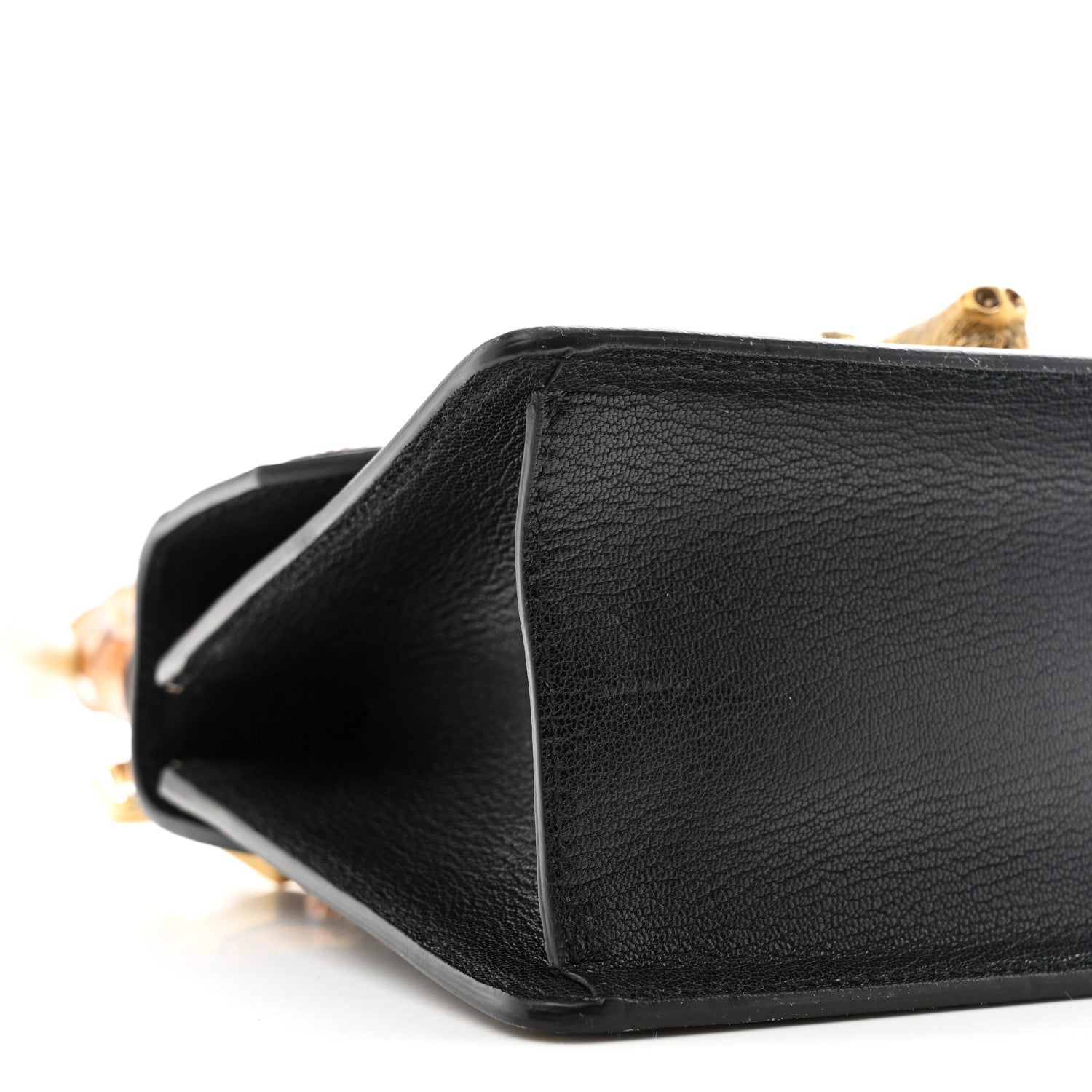 Gucci GG Supreme Monogram Goatskin Pearl Mini Fox Broche Bamboo Top Handle Bag Beige Ebony Black Hibiscus Red Mystic White 9 of 10