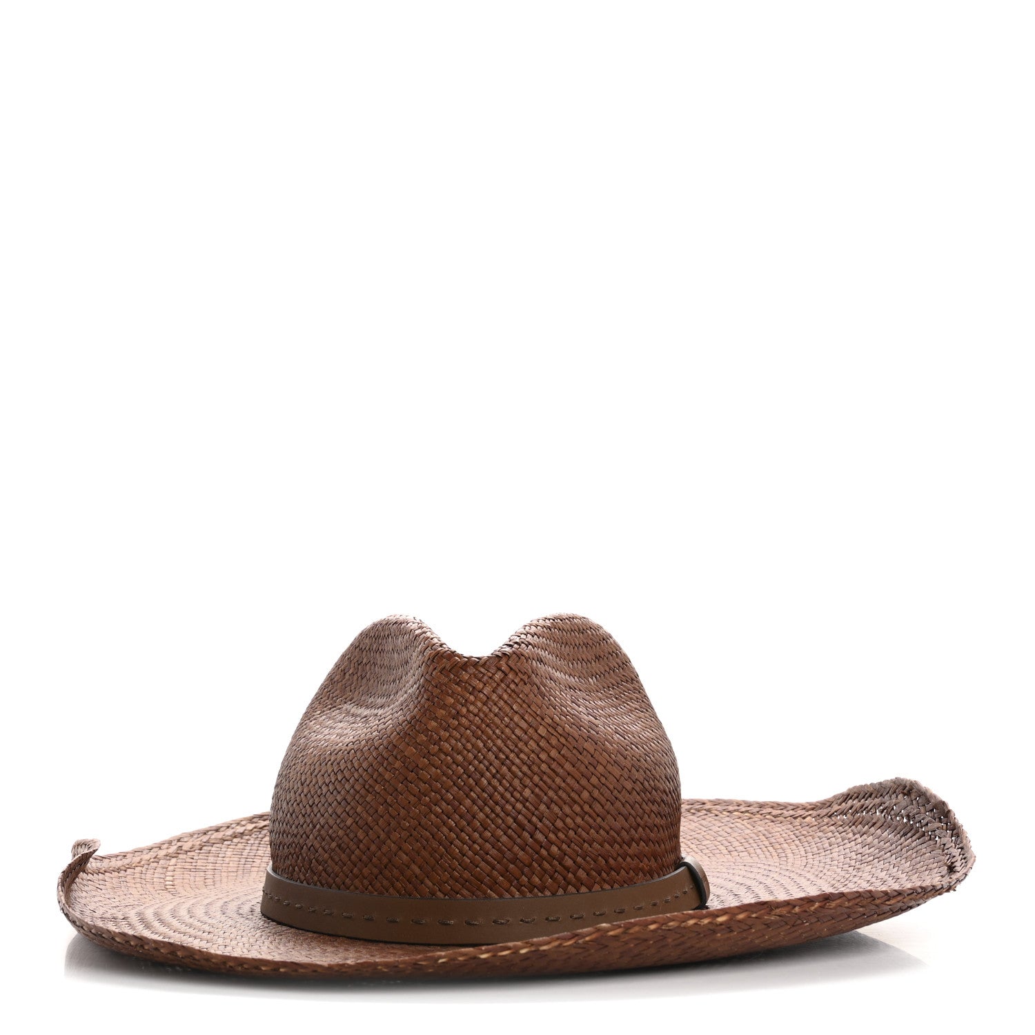Gucci Straw Calfskin Wide Brim Hat M Brown 3 of 8