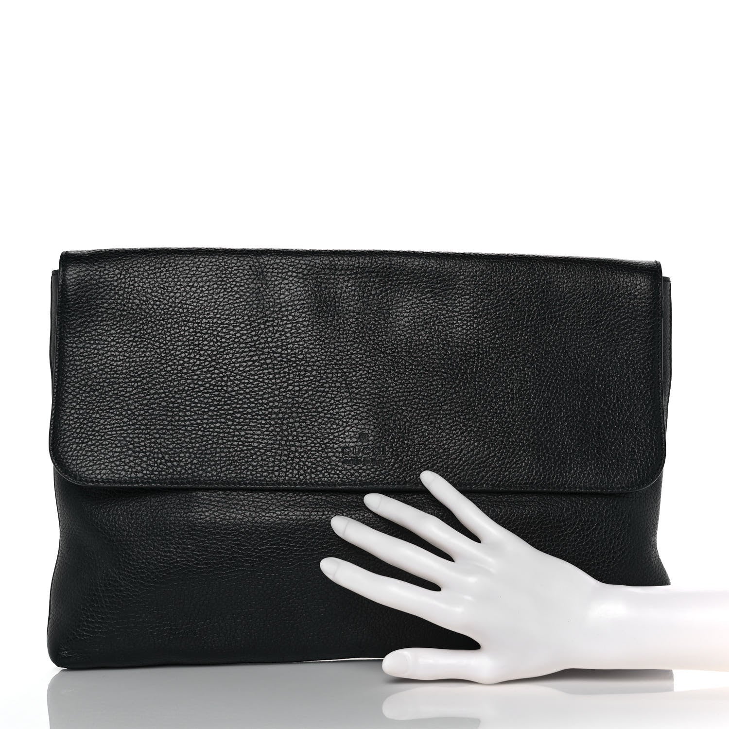 Gucci Pebbled Calfskin Large Portfolio Clutch Black 2 of 9