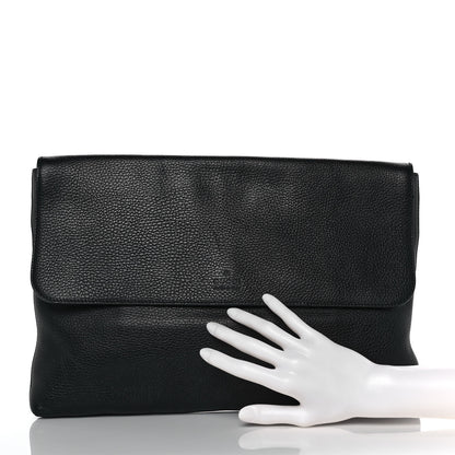 Gucci Pebbled Calfskin Large Portfolio Clutch Black 2 of 9