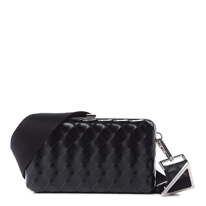 Bottega Veneta Spazzolato Intrecciato Mens Crossbody Messenger Case Black 1 of 8