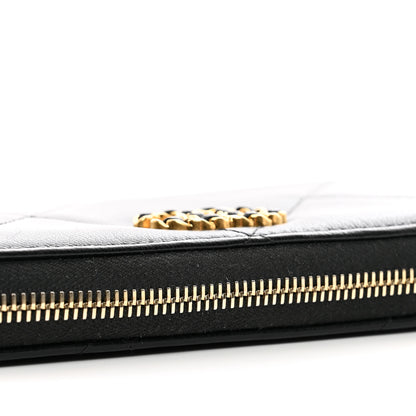 Chanel Shiny Goatskin Quilted Chanel 19 Long Zipped Around Wallet Black 10 of 11