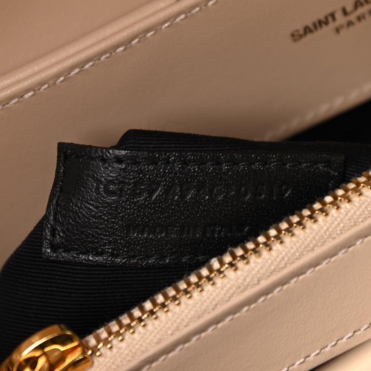 Saint Laurent Calfskin Y Quilted Monogram Medium Loulou Chain Satchel Nude Power 6 of 9