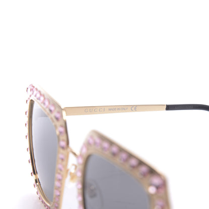 Gucci Metal Acetate Crystal Oversize GG0115S Sunglasses Rose Gold 4 of 9