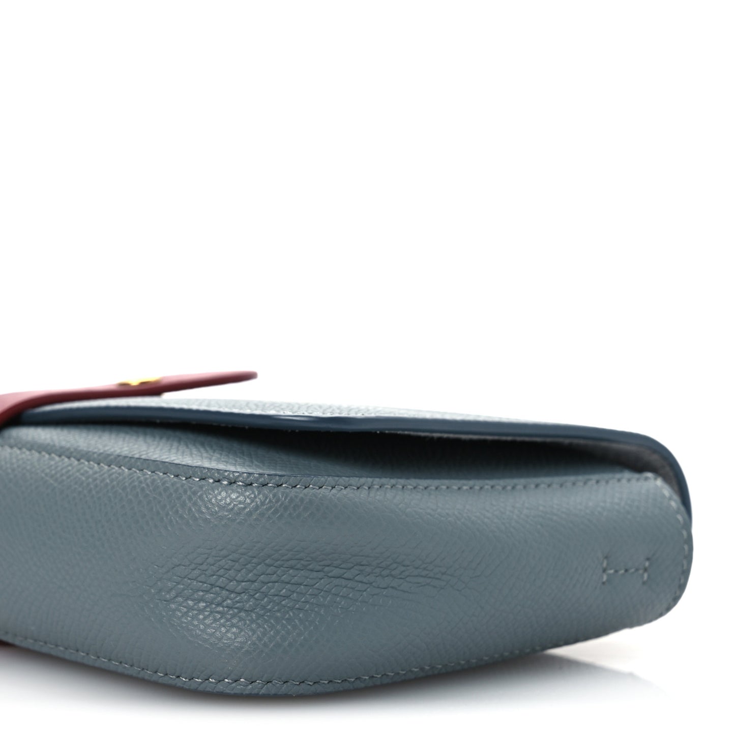 Grained Shiny Calfskin Strap Clutch Blue Red