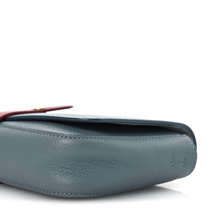 Celine Grained Shiny Calfskin Strap Clutch Blue Red 11 of 12