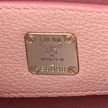 MCM Tweed Mink Fur Sequin Mini Tote Pink Blush 6 of 15