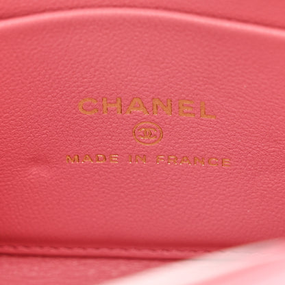 Chanel Lambskin Quilted Top Handle Clutch With Chain Pink 6 of 11