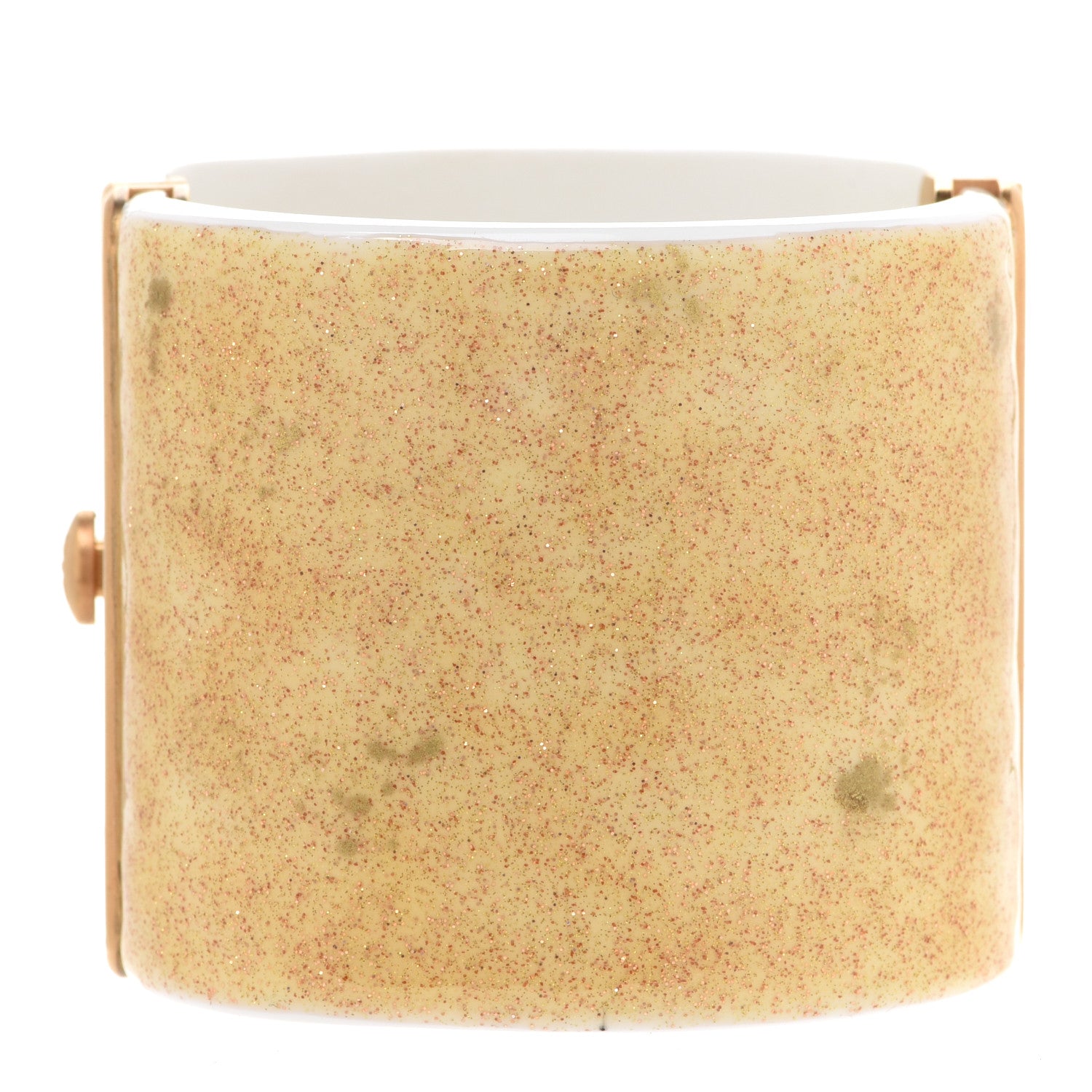 Chanel Resin Crystal CC Cuff Gold Glitter White 3 of 8