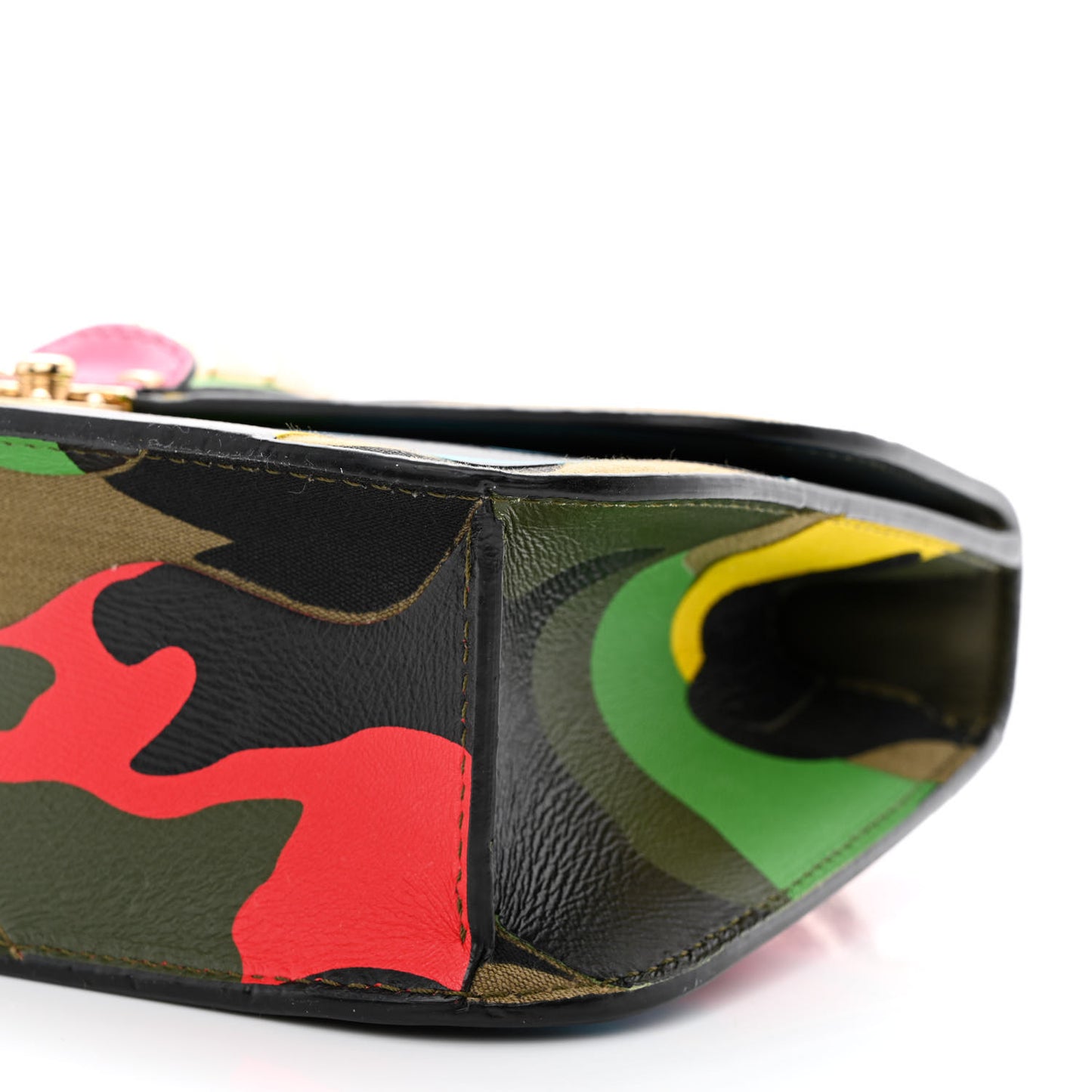 Nappa Canvas Camouflage Medium Glam Lock Rockstud Flap Multicolor
