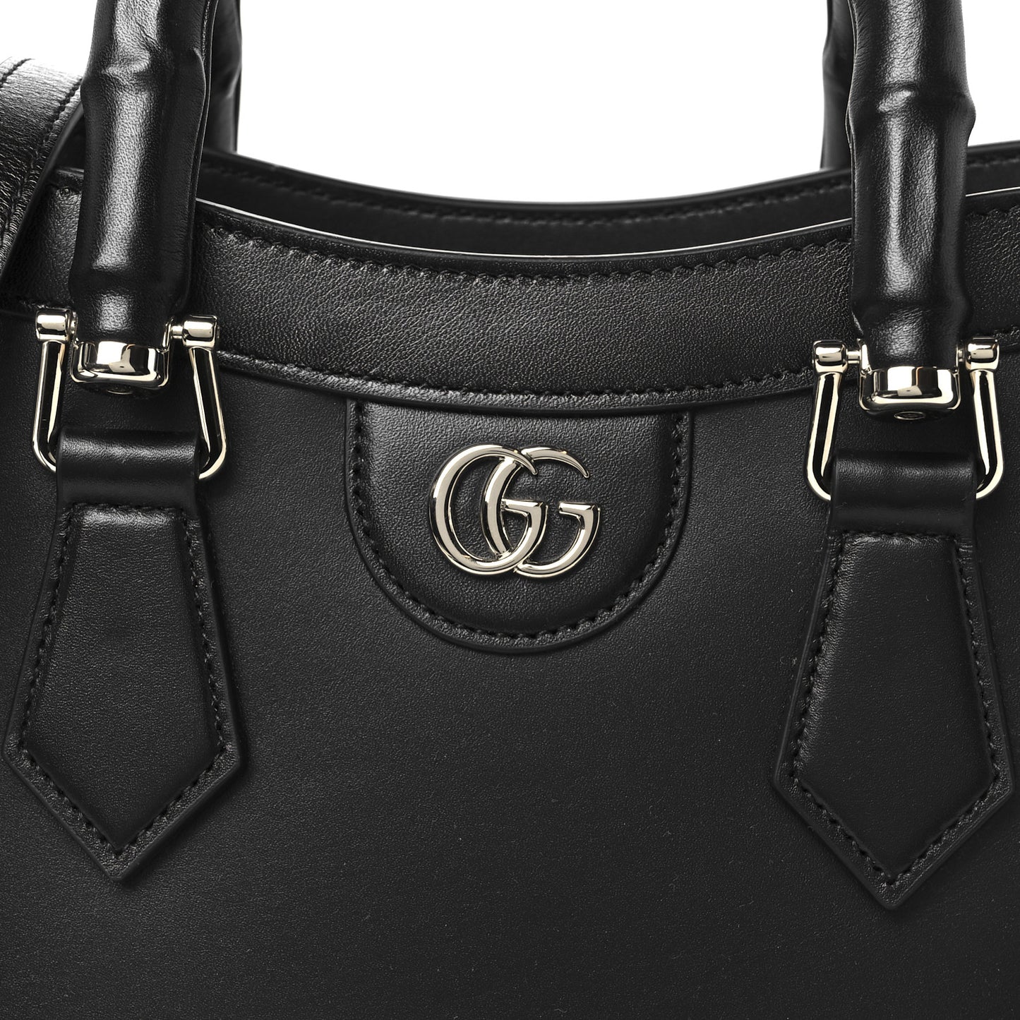 Sweetbread Calfskin Medium Diana Tote Bag Black