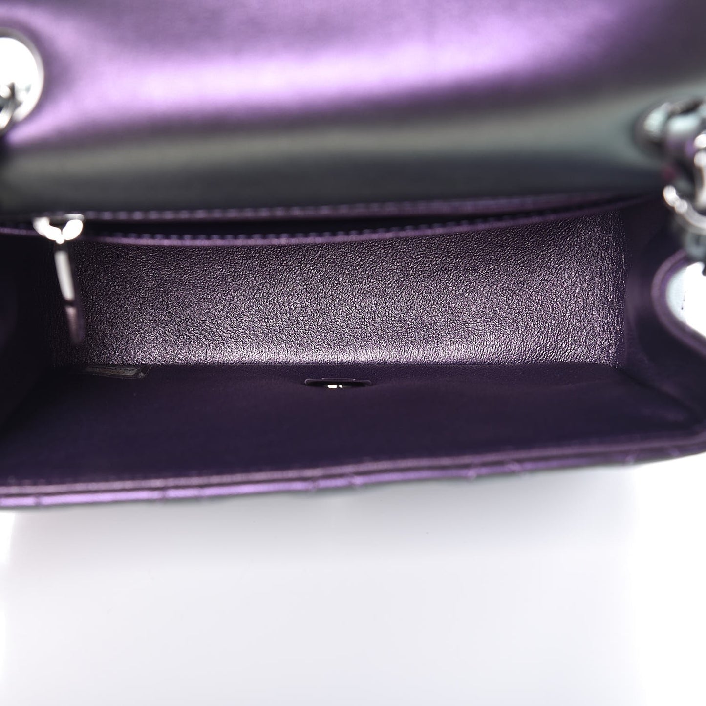 Iridescent Lambskin Quilted Mini Square Flap Dark Purple