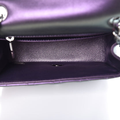 Chanel Iridescent Lambskin Quilted Mini Square Flap Dark Purple 5 of 8