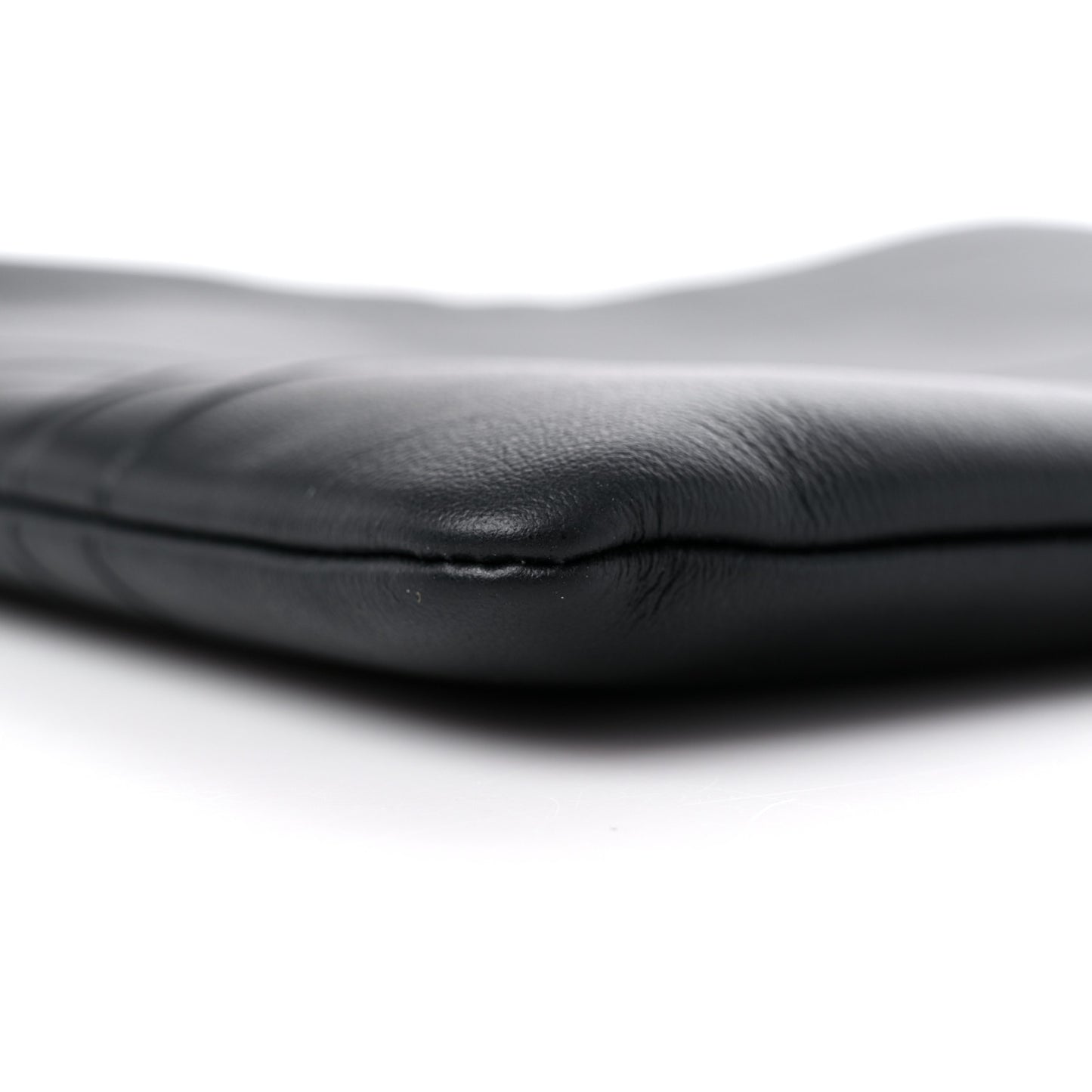 Calfskin Embossed Logo Zip Clutch Black