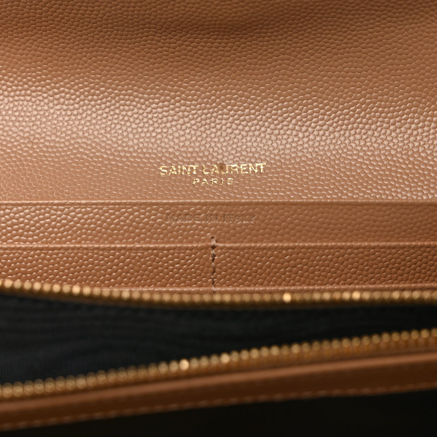 Saint Laurent Grain De Poudre Matelasse Chevron Monogram Flap Wallet Dark Latte 6 of 7