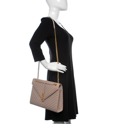 Saint Laurent Grain De Poudre Matelasse Chevron Large Monogram Satchel Rose Antic 2 of 20