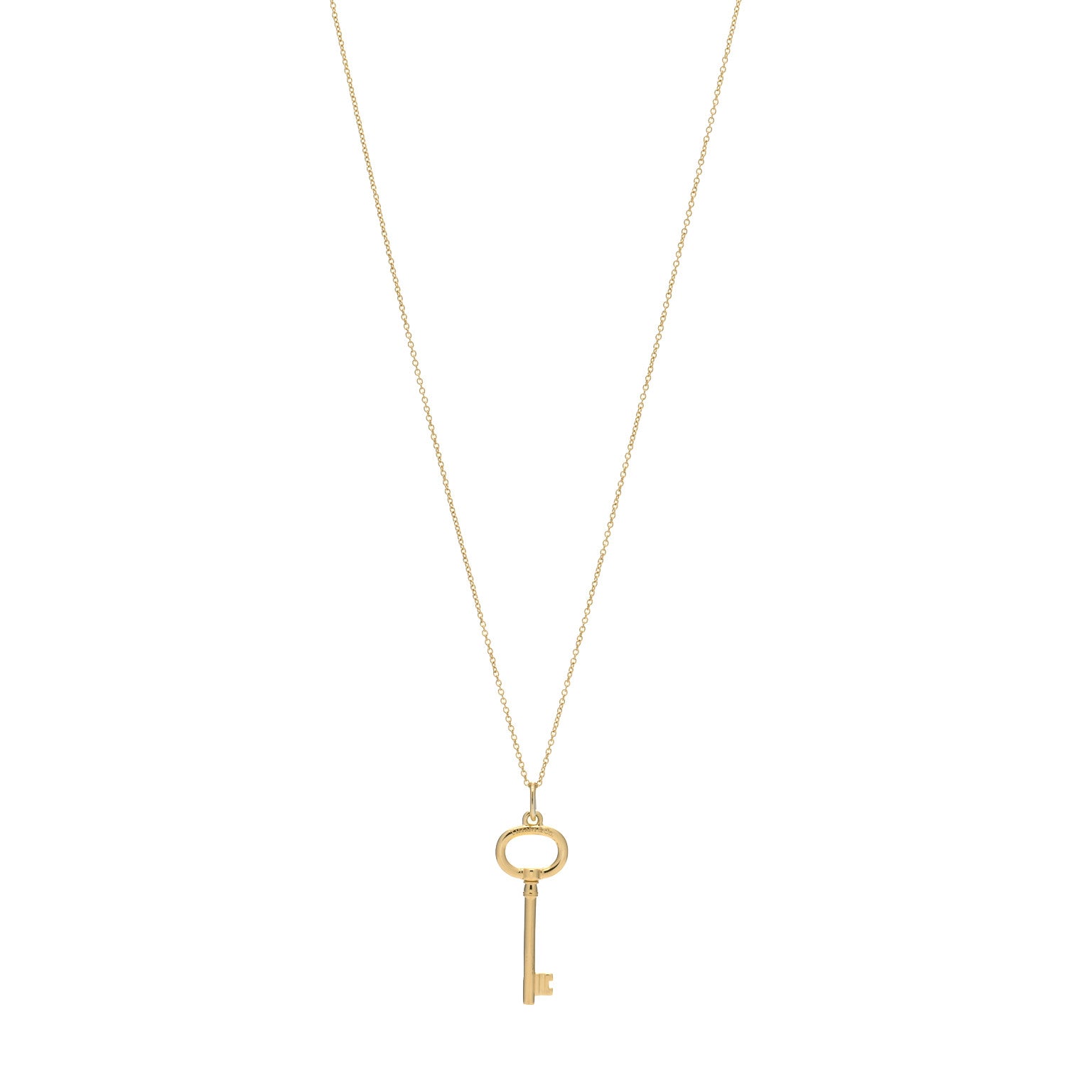 Tiffany 18K Yellow Gold Small Oval Key Pendant Necklace 1 of 4