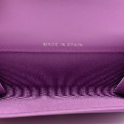 Chanel Lambskin Quilted Flap Card Holder Wallet Purple 5 of 9