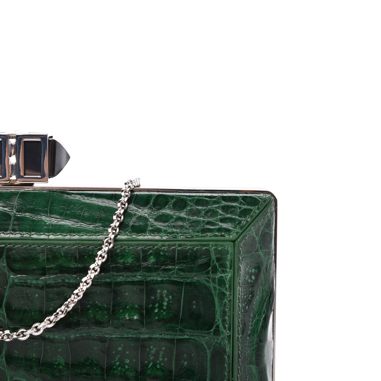 Crocodile Faceted Clutch Emerald