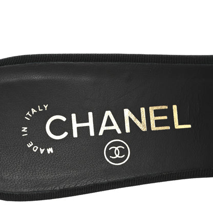 Chanel Goatskin Grosgrain Cap Toe Pearl Mule 38.5 Black 8 of 11