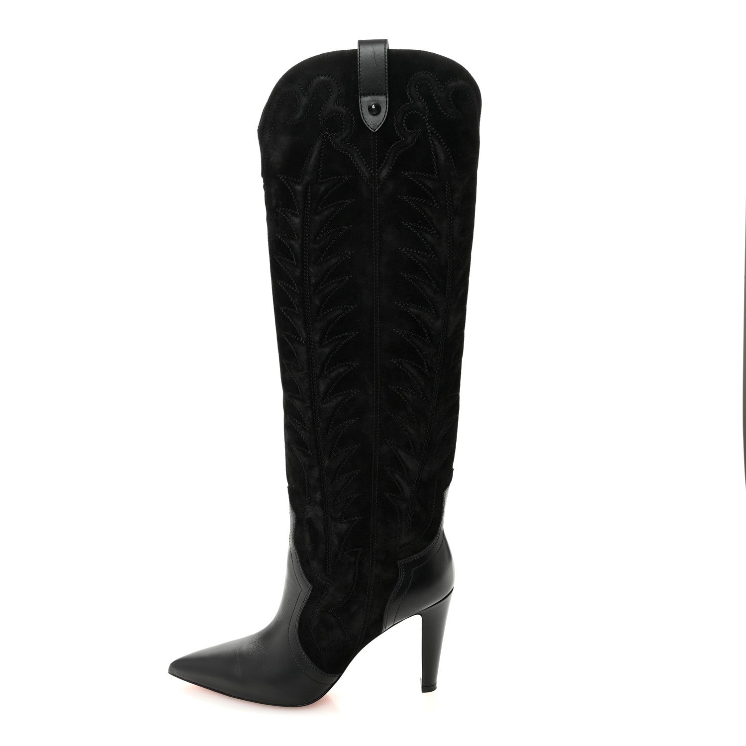 Christian Louboutin Calfskin Veau Velours Santia Botta 85 Tall Boots 39 Black 1 of 11