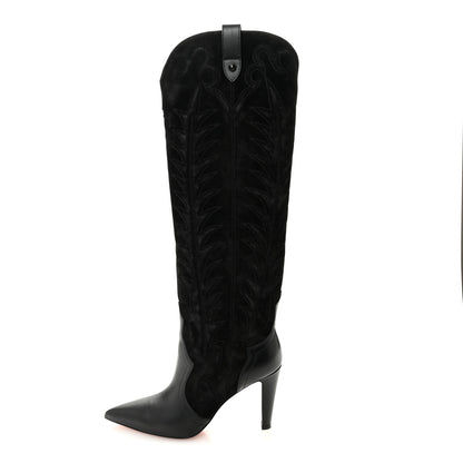 Christian Louboutin Calfskin Veau Velours Santia Botta 85 Tall Boots 39 Black 1 of 11