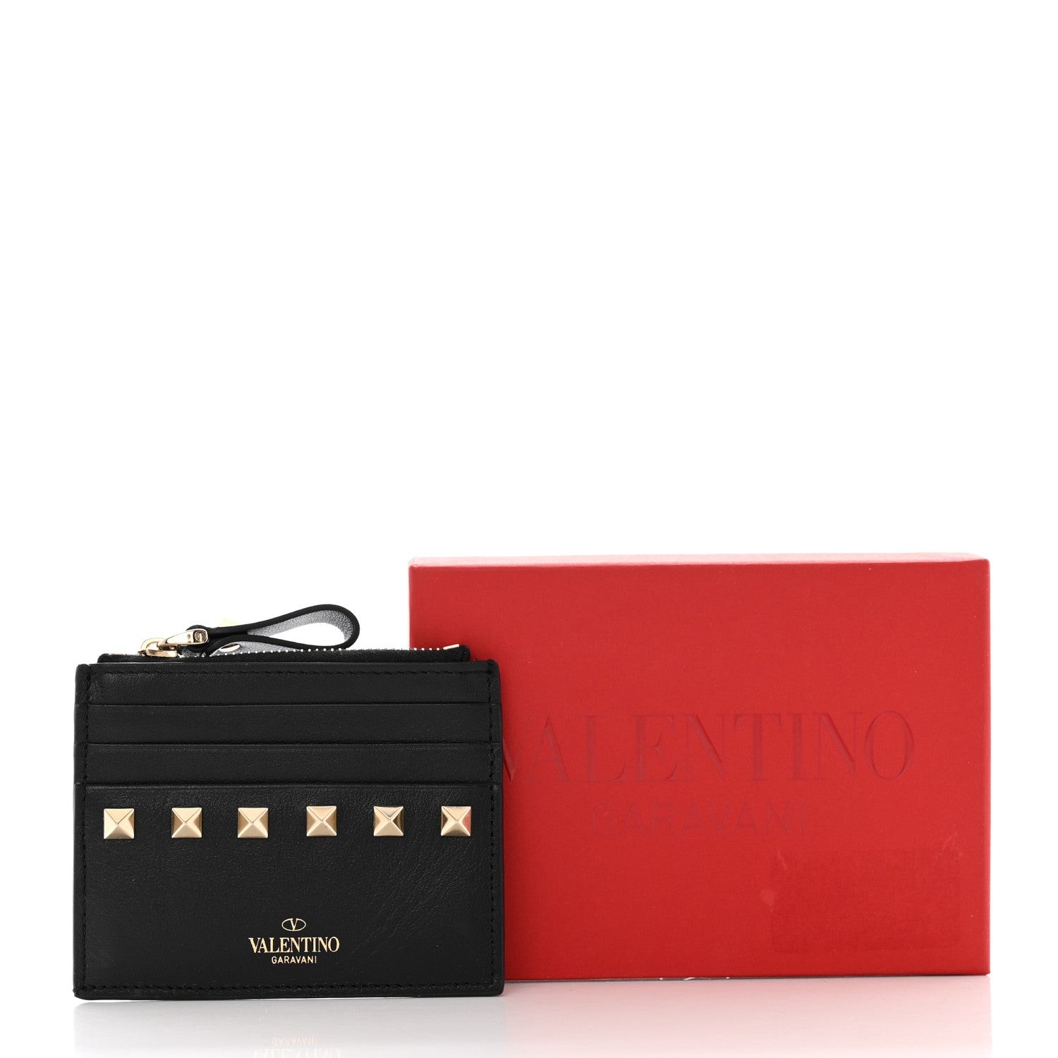 Valentino Garavani Vitello Rockstud Card Holder With Zipper Black 9 of 9