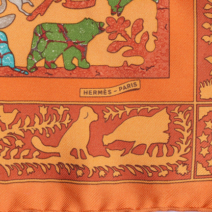 Hermes Silk Early America Pocket Square Scarf 3 of 7