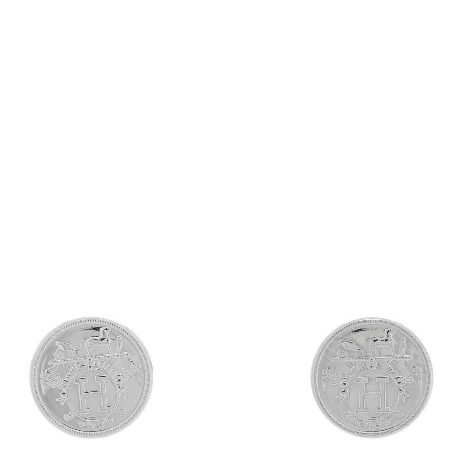 Hermes Sterling Silver TPM Ex-Libris Earrings 1 of 5