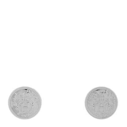 Hermes Sterling Silver TPM Ex-Libris Earrings 1 of 5
