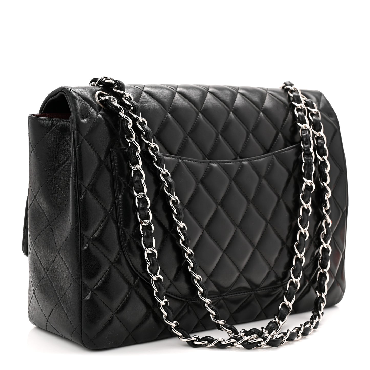 Lambskin Quilted Maxi Single Flap Black