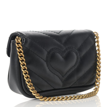Gucci Calfskin Matelasse GG Marmont 2.0 Coin Purse On A Chain Black 3 of 13
