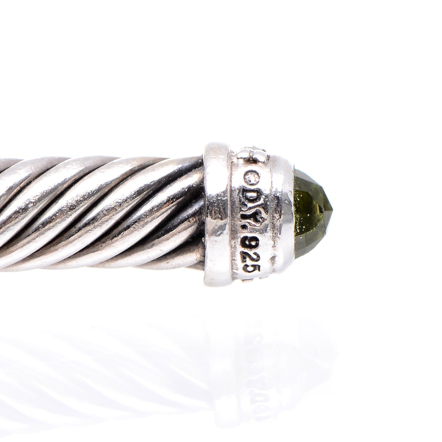 David Yurman Sterling Silver Diamond Peridot 5mm Cable Classics Bracelet 5 of 5
