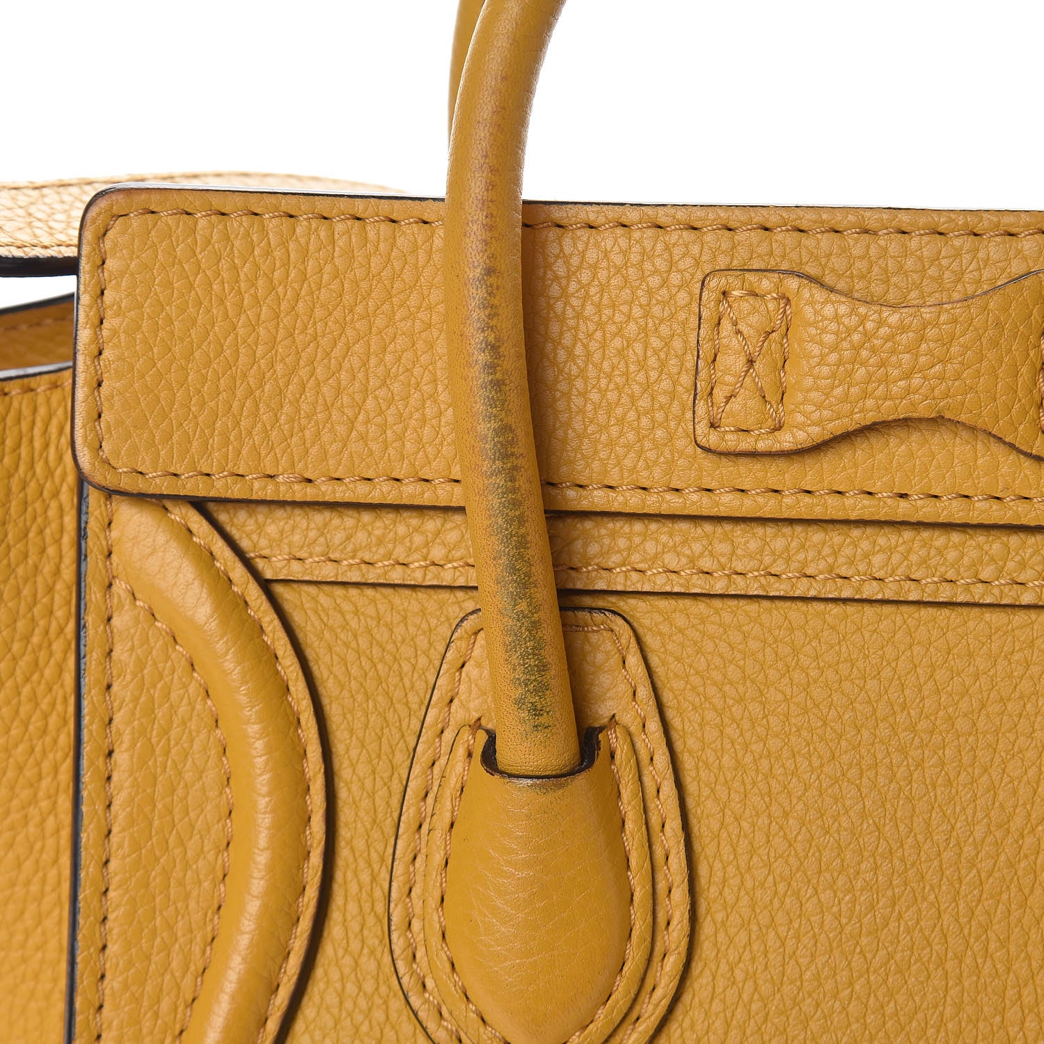 Celine Drummed Calfskin Nano Luggage Ocre 11 of 16