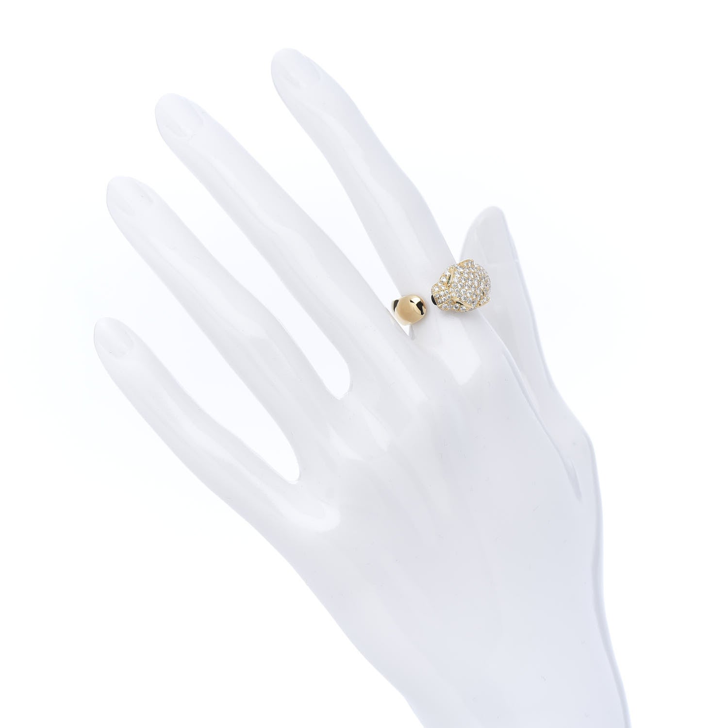 Cartier 18K Yellow Gold Diamond Emerald Panthere De Band Ring 50 5.25 3 of 8