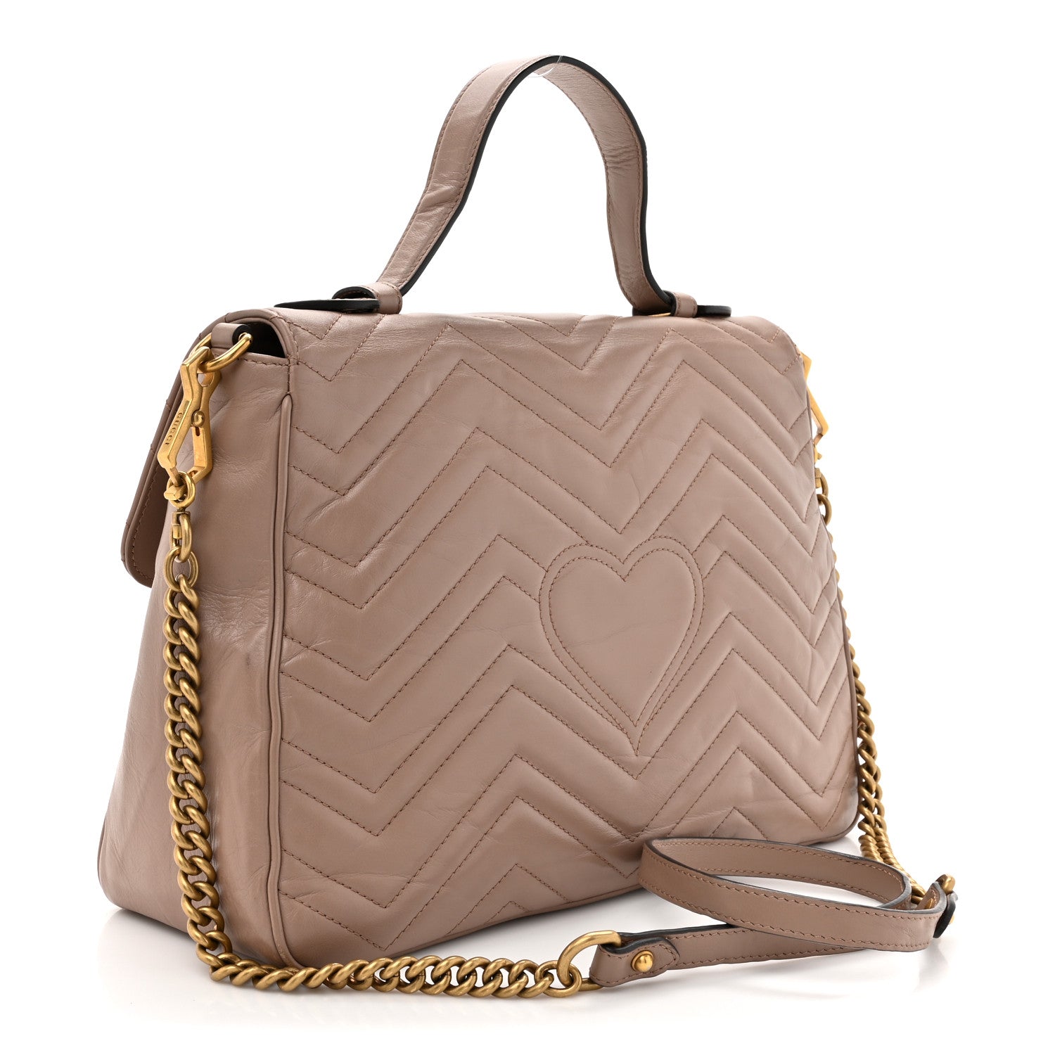 Gucci Calfskin Matelasse Medium GG Marmont Top Handle Shoulder Bag Porcelain Rose 3 of 17