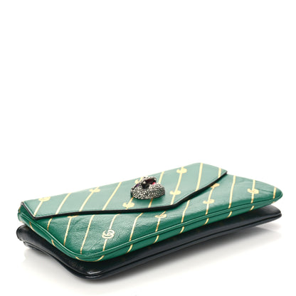 Gucci Calfskin Diagonal GG Medium Thiara Double Envelope Shoulder Bag Emerald Green Black 4 of 11