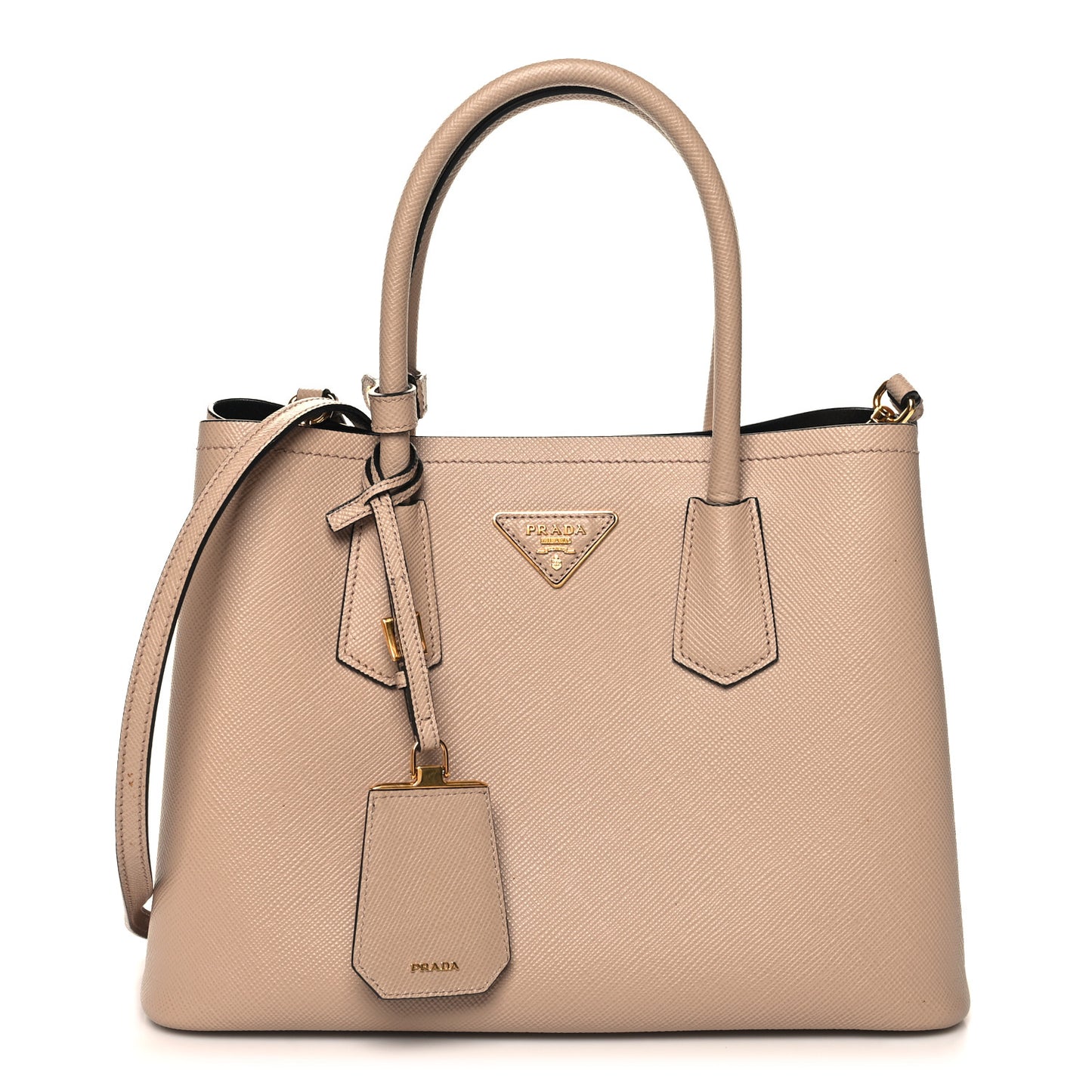 Saffiano Cuir Small Double Bag Cammeo Black